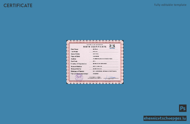 Botswana Geburtsurkunde (PSD-Beispiel)